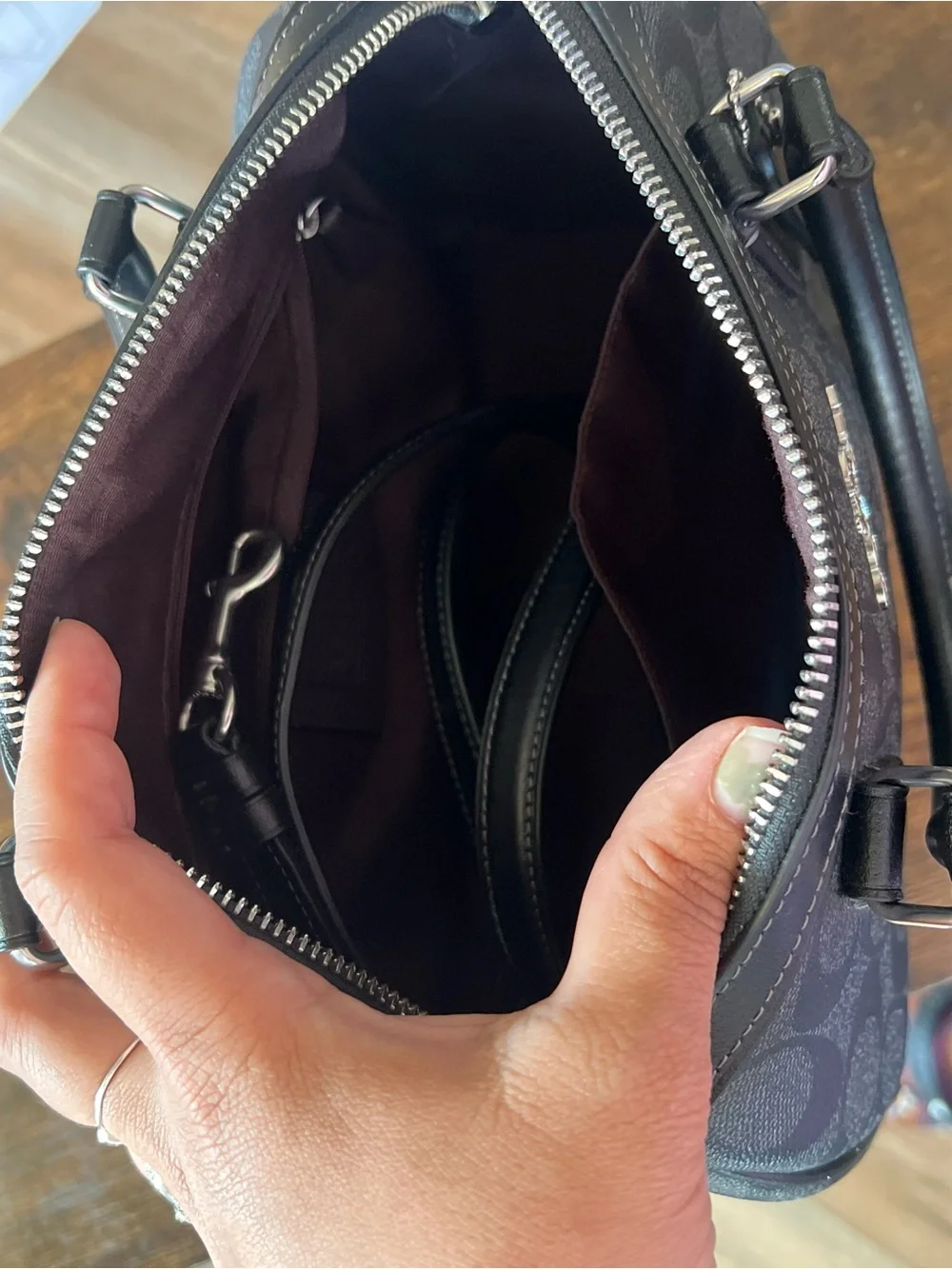 Medium Coach Black/Grey Rowan CH280 Crossbody Bag Purse Leather